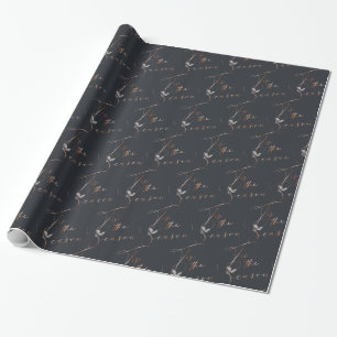 Koppar och Mörk blått Tis Season och Holly Presentpapper