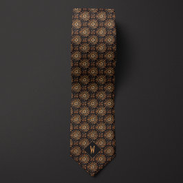 Koppar och svart Mandala-monogram Slips