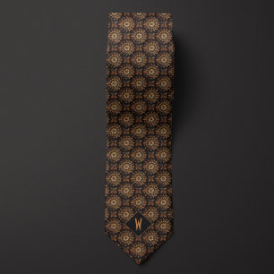 Koppar och svart Mandala Monogram Slips