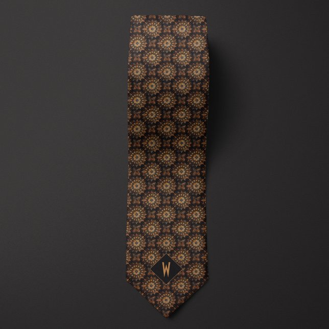 Koppar och svart Mandala-monogram Slips (Skapare uppladdad)