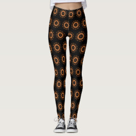 Koppar och svart Mandala Mönster 4 Leggings