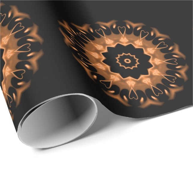Koppar och svart mandalamönster 4 presentpapper (Rullad Hörn)