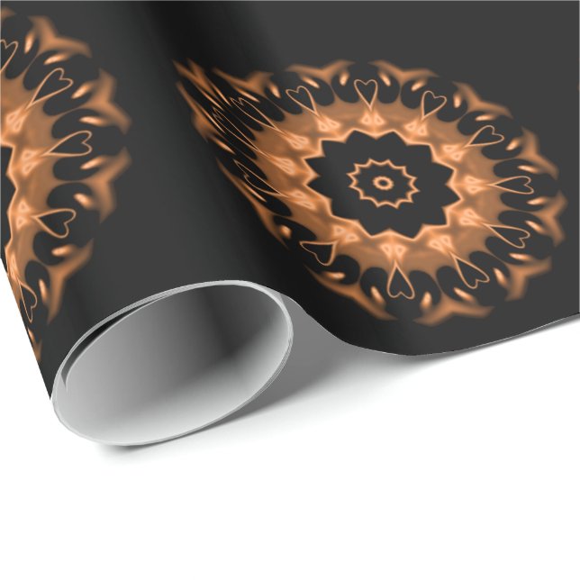 Koppar och svart mandalamönster 4 presentpapper (Rullad Hörn)