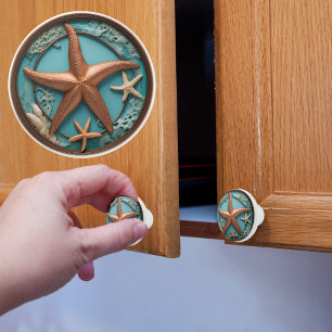 Koppar och turkos Starfish Knopp