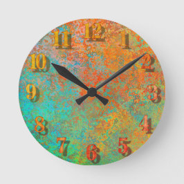 Koppar och turkos struktur rund klocka