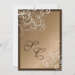 Koppar + pärlvirvlar, bröllopsinbjudningar inbjudningar