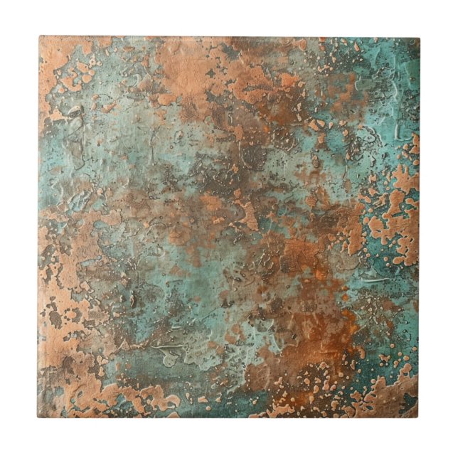 Koppar Patina Metallic Rustic Kakelplatta (Framsidan)