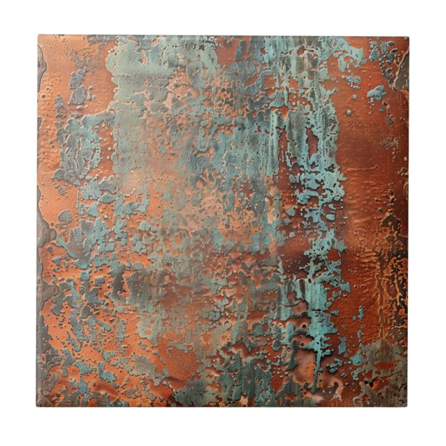 Koppar Patina Metallic Rustic Kakelplatta (Framsidan)