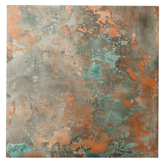 Koppar Patina Metallic Rustic Kakelplatta (Framsidan)
