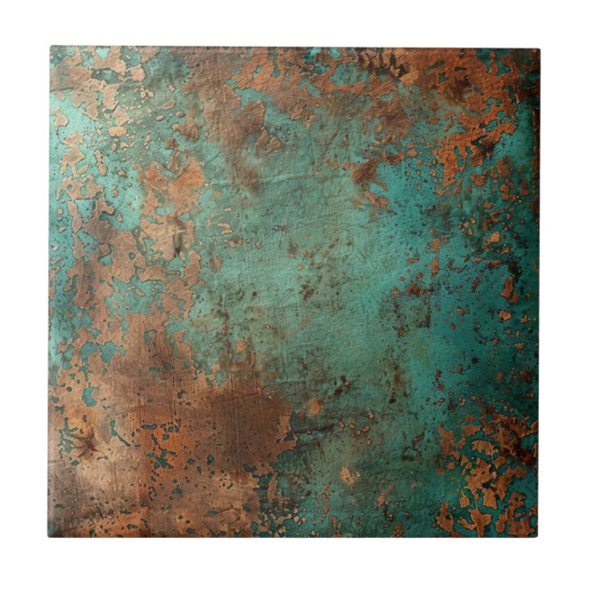 Koppar Patina Metallic Rustic Kakelplatta (Framsidan)