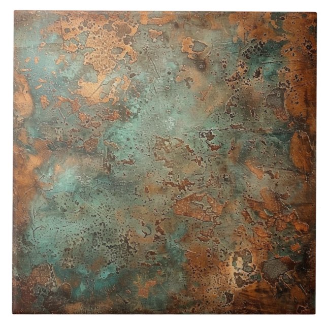 Koppar Patina Metallic Rustic Kakelplatta (Framsidan)