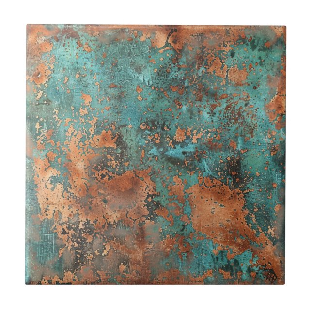 Koppar Patina Metallic Rustic Kakelplatta (Framsidan)