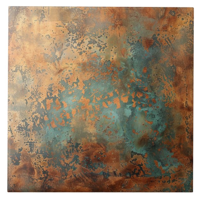 Koppar Patina Metallic Rustic Kakelplatta (Framsidan)