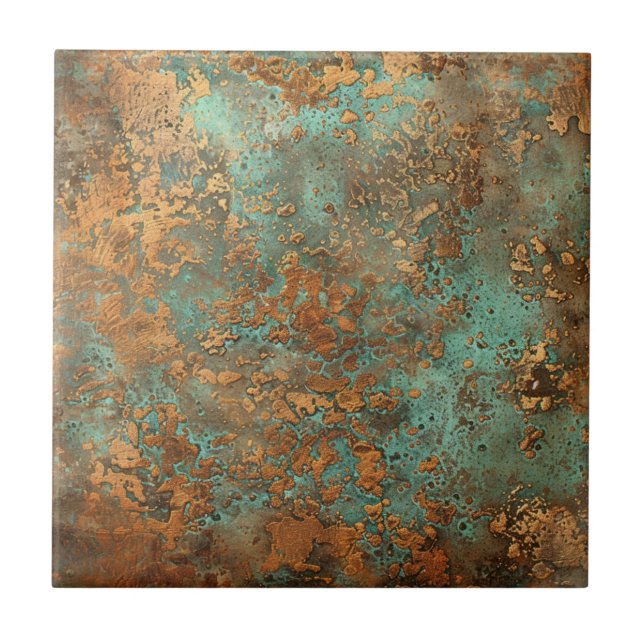 Koppar Patina Metallic Rustic Kakelplatta (Framsidan)
