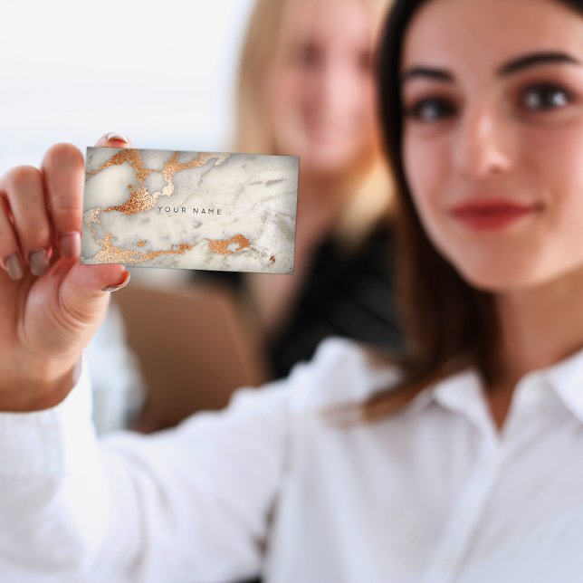 Koppar Ro Guld Grått Marble Glam Vip Visitkort (Skapare uppladdad)