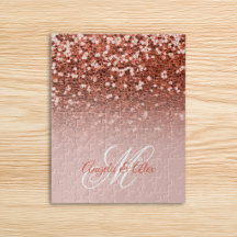 Koppar Rödfärgad Konfetti Glitter Ombre Monogram