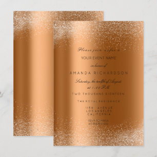 Koppar Rosa Guld Glitterblad Sand Ram Glam Inbjudningar