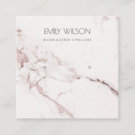 KOPPAR ROSA MARBLE STUD EARRING VISNING LOGOTYP FYRKANTIGT VISITKORT