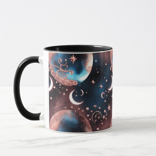 Koppar – Rose Gold Celestial Moon Phase Lyx Kaffe (Vänster)