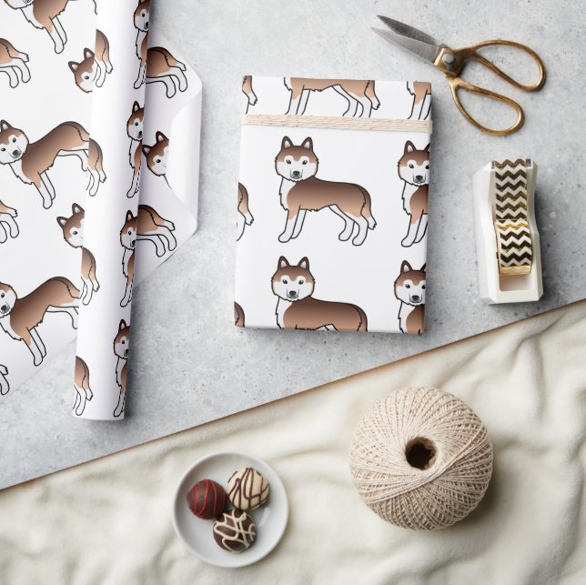 Koppar Siberian Husky Söt Hund Mönster Presentpapper (Hantverk)