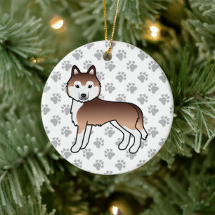 Koppar Siberian Husky Söt Tecknad Hund Julgransprydnad Keramik