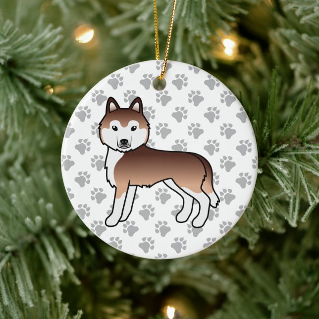 Koppar Siberian Husky Söt Tecknad Hund Julgransprydnad Keramik (Träd)