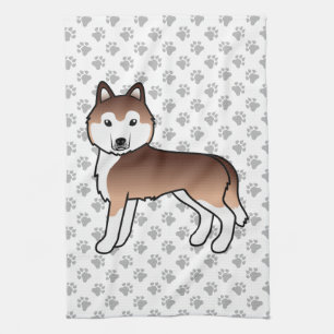 Koppar Siberian Husky Söt Tecknad Hund Kökshandduk