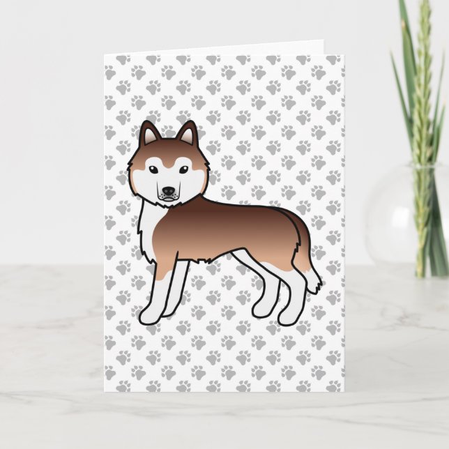 Koppar Siberian Husky Söt Tecknad Hund Kort (Framsida)