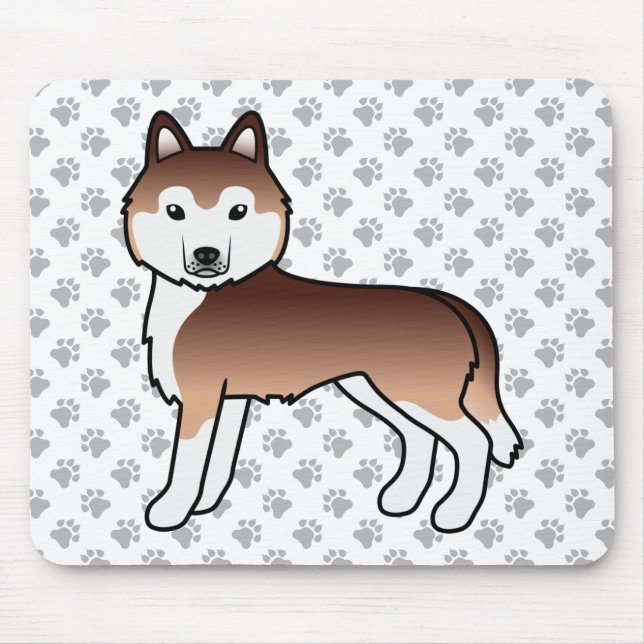 Koppar Siberian Husky Söt Tecknad Hund Musmatta (Framsidan)
