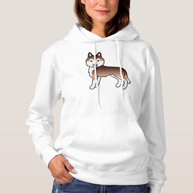 Koppar Siberian Husky Söt Tecknad Hund T Shirt (Framsida)