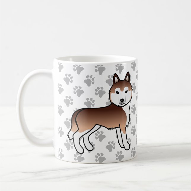 Koppar Siberian Husky Tecknad Hund & Tassar (Vänster)