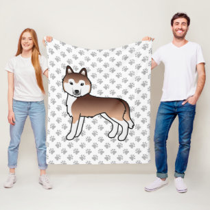 Koppar Siberian Husky Tecknad Hund & Tassar Fleecefilt