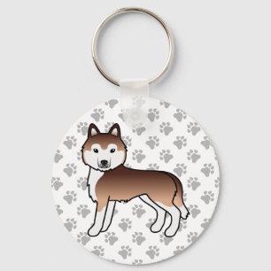 Koppar Sibiriansk Husky Tecknad Hund & Tass Kojtai Nyckelring