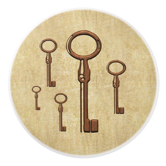 Koppar Skeleton Nyckel Knob Knopp (Framsidan)