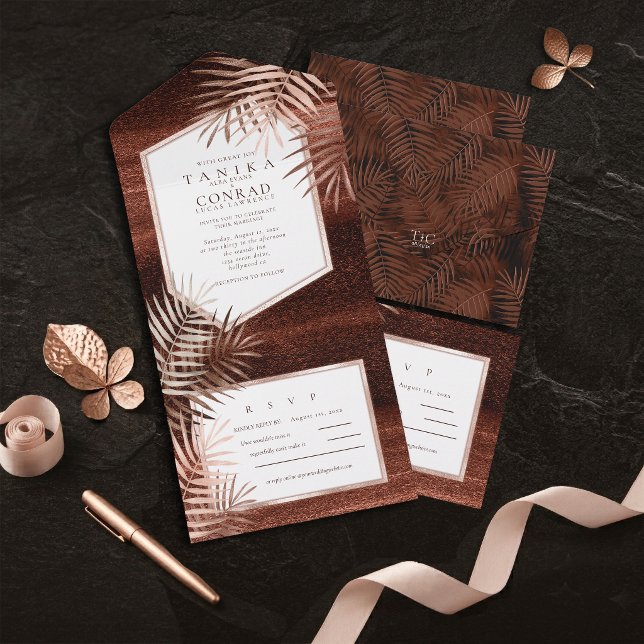Koppar Solnedgång Palmblad Bröllop ID1323 (Skapare uppladdad)