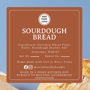 Koppar Sourdough Ingrediens Hembakarlag Sticker Fyrkantigt Klistermärke
