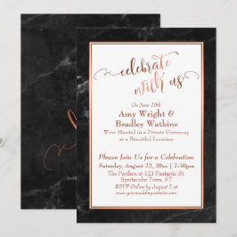 Koppar Svart Marmor Fira med Oss Bröllops Kul Inbjudningar