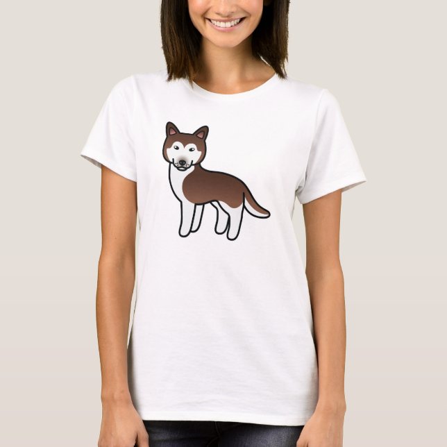 Koppar Tecknad serie Siberian Husky Tee Shirt (Framsida)