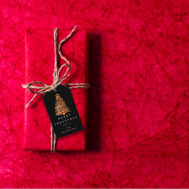 Koppar till Grönten Namn Helgdag Presentetikett (Merry To Name Holiday Christmas Tree Green Copper Gift Tags)