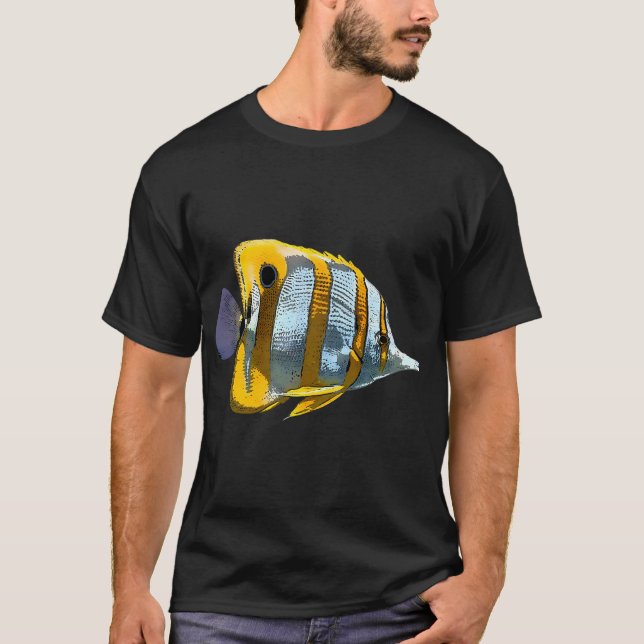 Kopparbandad fjärilsfisk färgdesign t shirt (Framsida)
