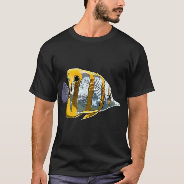 Kopparbandad fjärilsfisk Vit Alternativ Design T Shirt (Framsida)