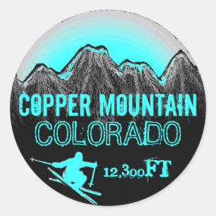 Kopparbergen Colorado teal ski art-klistermärken Runt Klistermärke