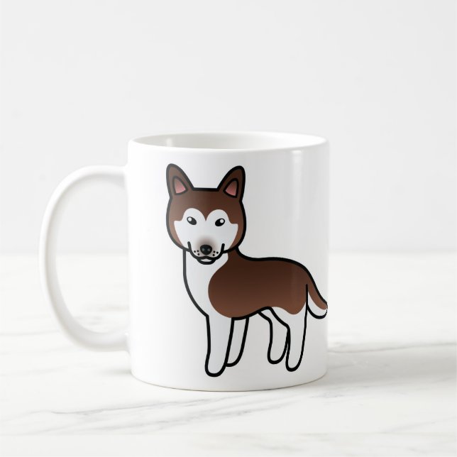 Kopparfärgad Siberian Husky Tecknad Hund Kaffemugg (Vänster)
