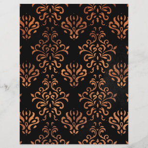 Kopparfolie & Svart Damask Scrapbookpapper