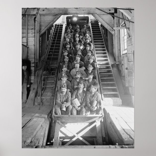 Koppargruvarbetare, 1906. Gammalt foto Poster (Framsidan)