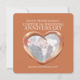 Kopparhjärta bröllop 7 år party inbjudan