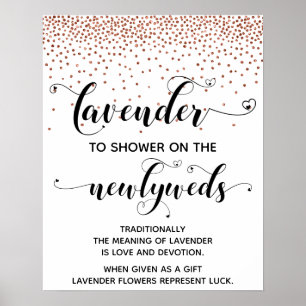 Kopparkonfetti-hörnskare med Lavender-tecken Poster