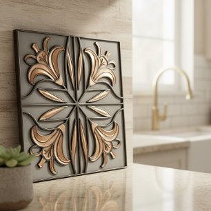 Kopparliljor Art Nouveau Blommig #16 ID1193 Kakelplatta