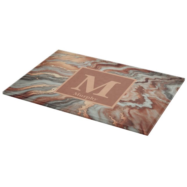 Kopparmarmor med vita och gråa ådror Monogram (Hörn)