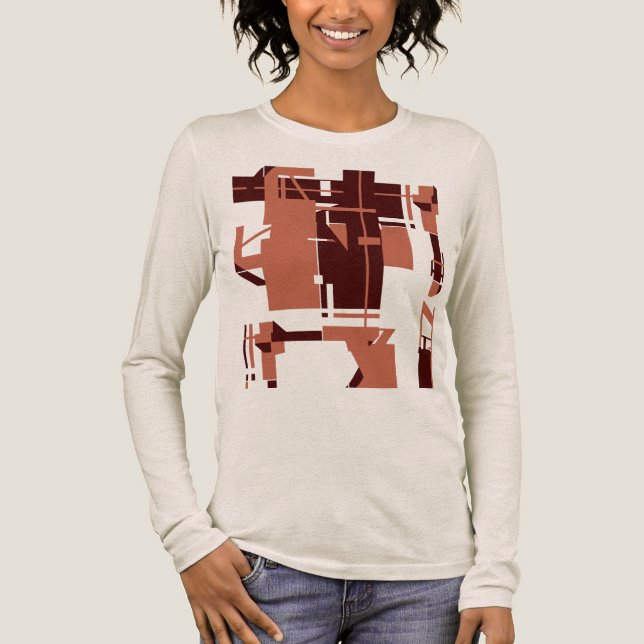 KopparMörk Brown MCM-liknande Geometric Abstrakt A T Shirt (Framsida)
